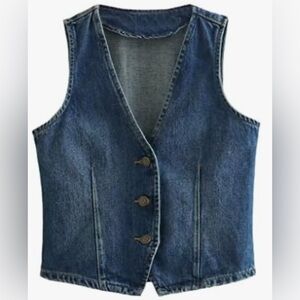 Commense Dark Blue Denim Vest NWT